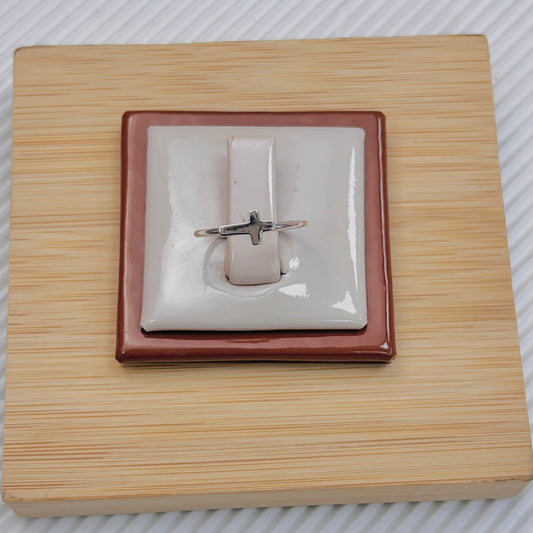 Anillo cruz lisa - plata