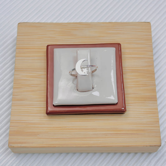 Anillo luna con estrella - plata