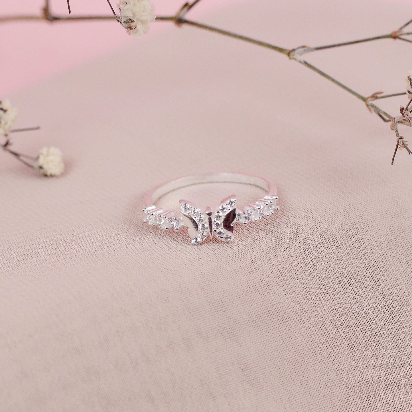 Anillo mariposa circones - plata