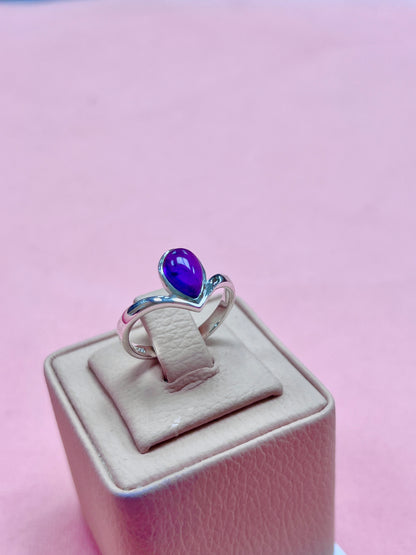 Anillo princesa gota piedra natural - Plata