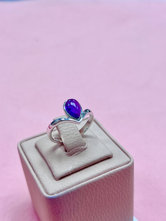 Anillo princesa gota piedra natural - Plata