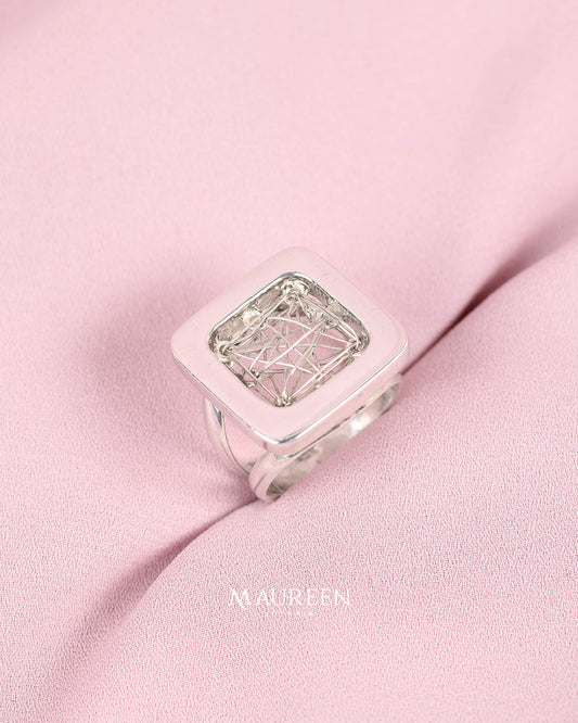 Anillo tejido cuadrado - Plata