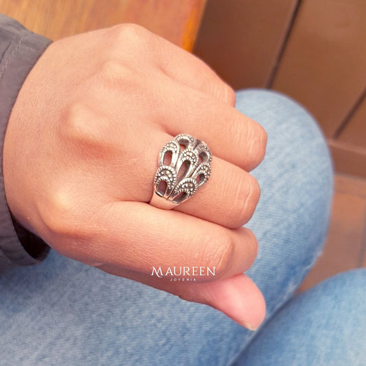 Anillo marquesita calada - Plata