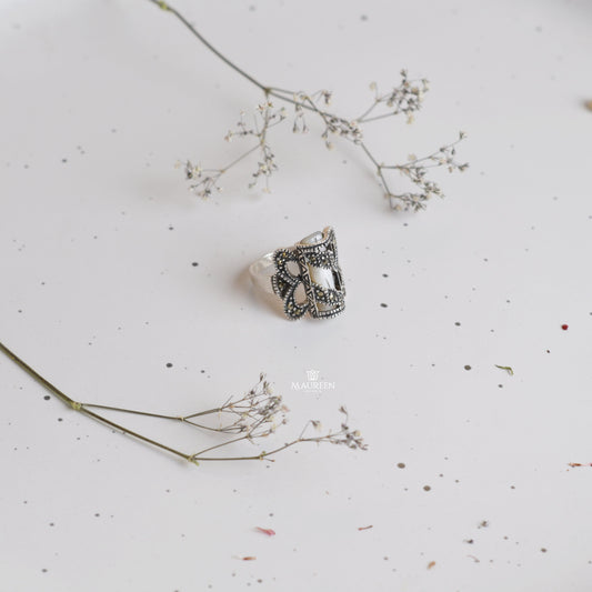 Anillo marquesita mariposa piedra nácar - Plata