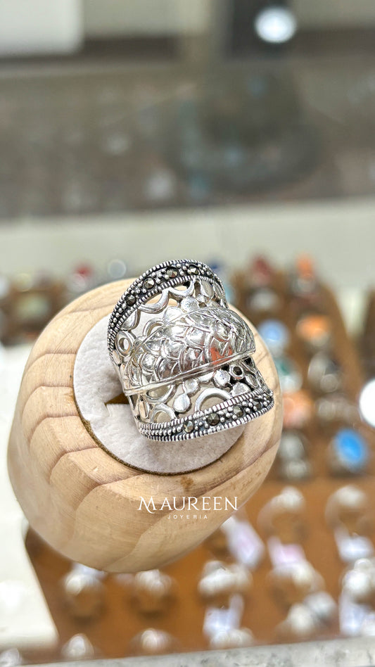 Anillo marquesita arriba y abajo   -  Plata