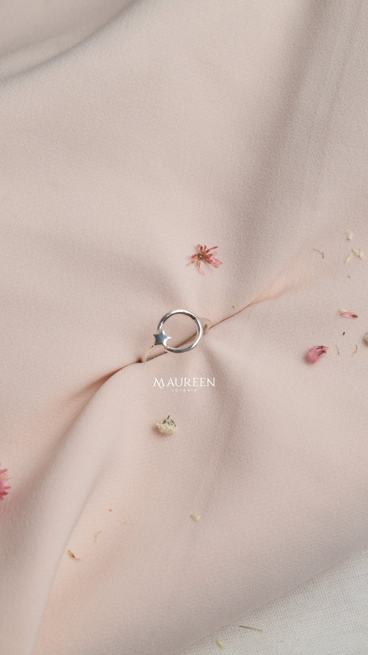 Anillo circulo estrella - Plata