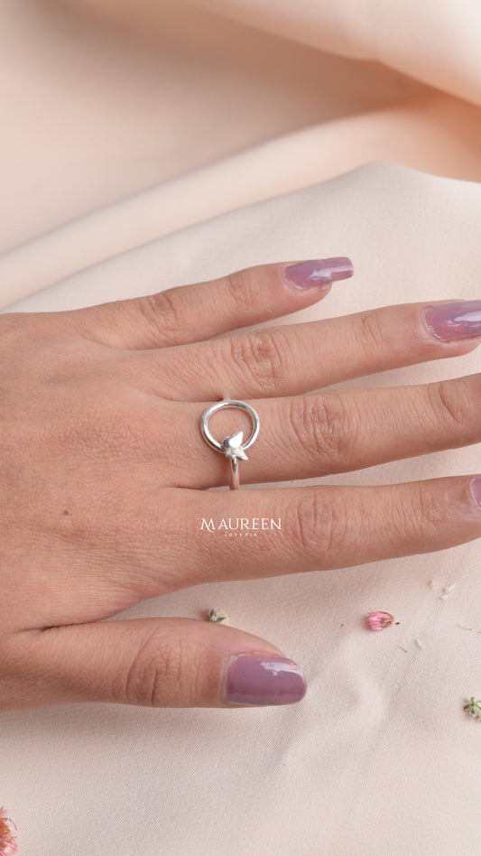 Anillo circular mariposa - Plata
