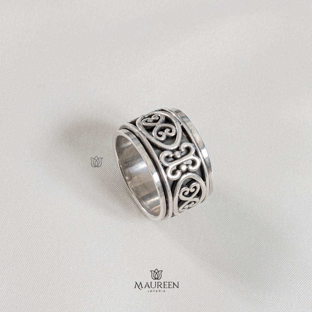 Anillo antiestres hombre - Plata quemada