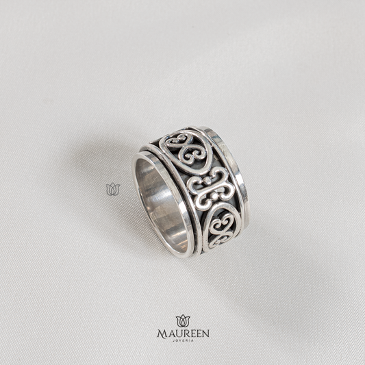 Anillo antiestres hombre - Plata quemada