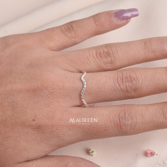 Anillo ondas trenzado - Plata