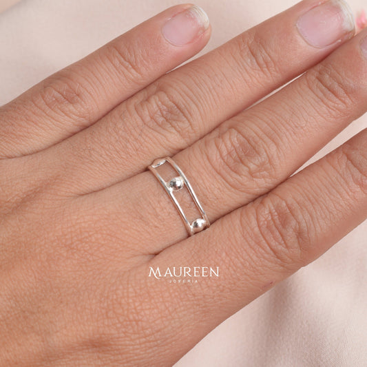Anillo media bola- Plata