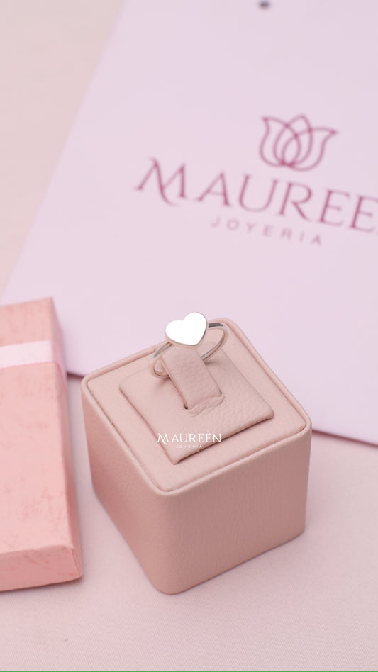 Anillo corazón plano - plata