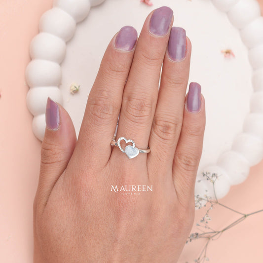 Anillo doble corazón calado - Plata