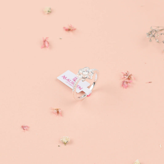 Anillo rosa con cricones - Plata
