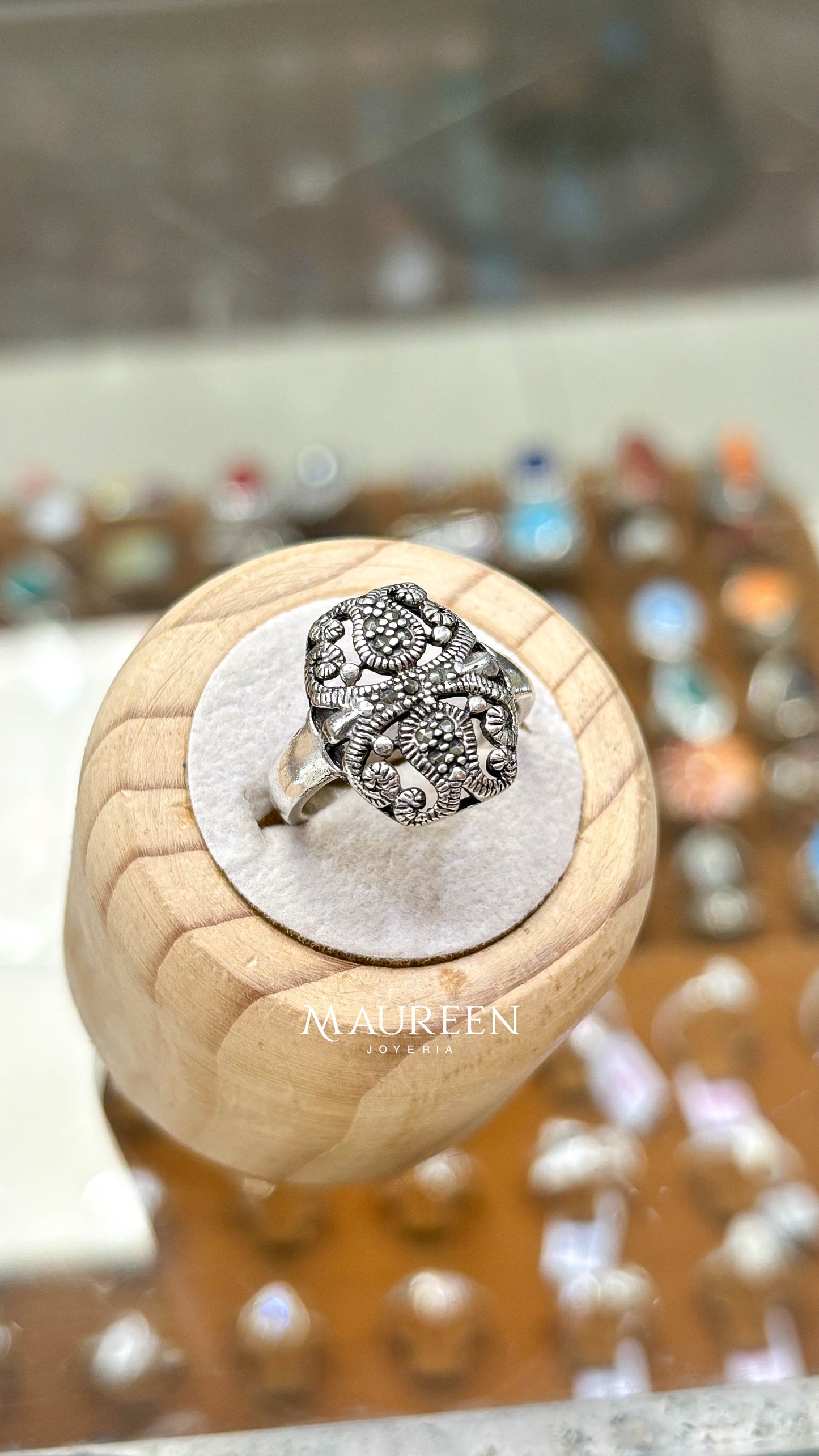 Anillo marquesita mándala -  Plata