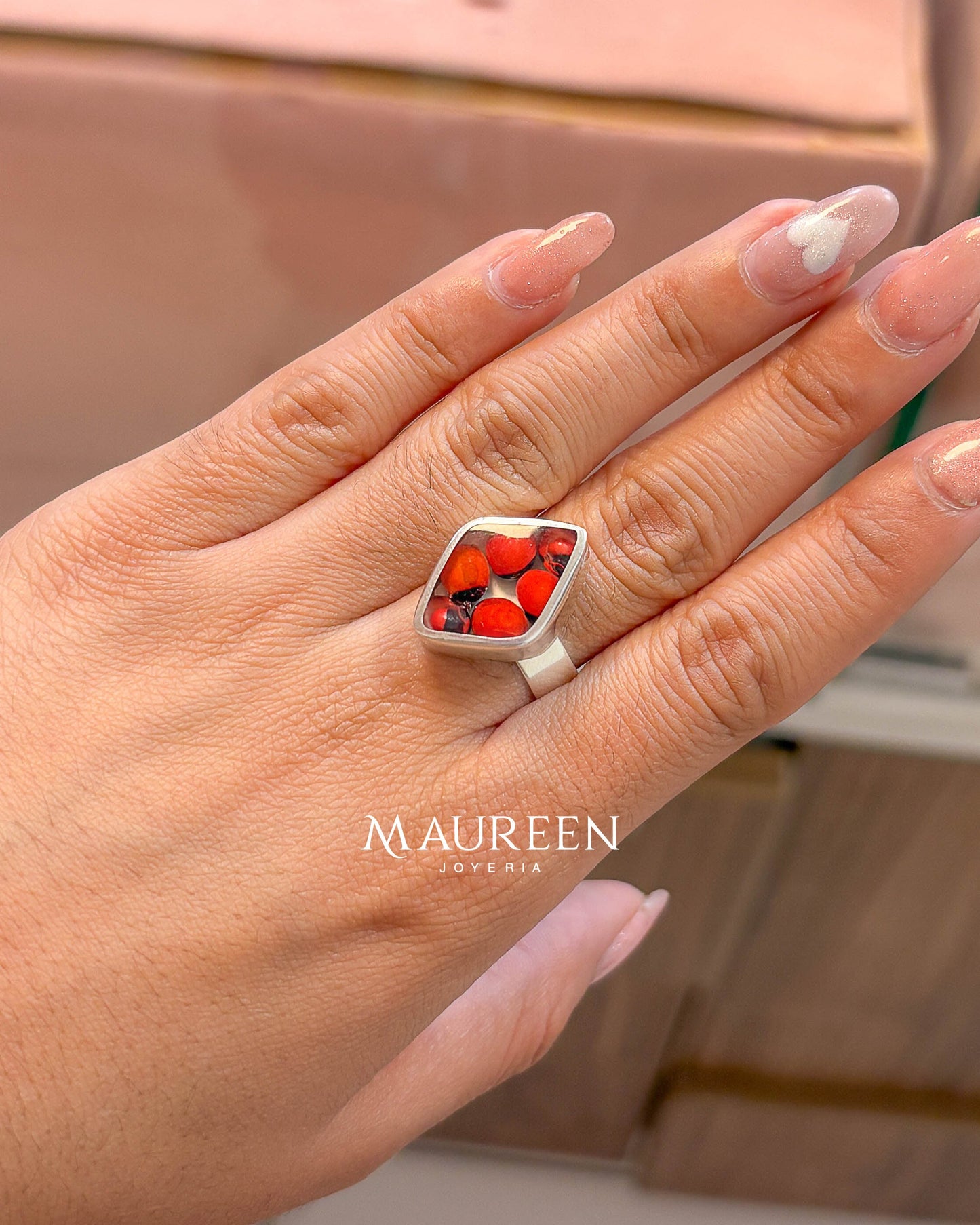 Anillo huayruro rombo - Plata