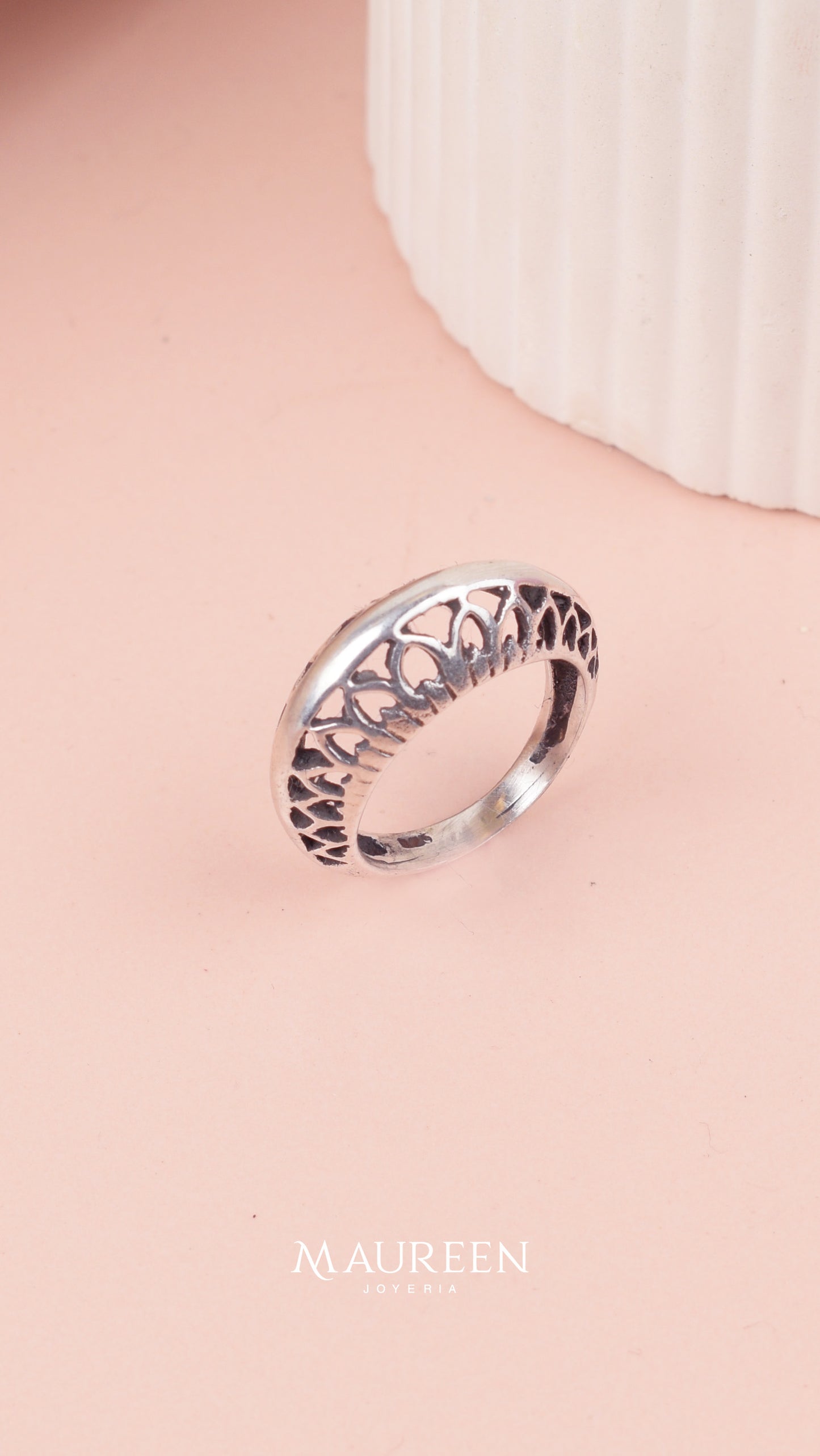 Anillo corazon - Plata quemada