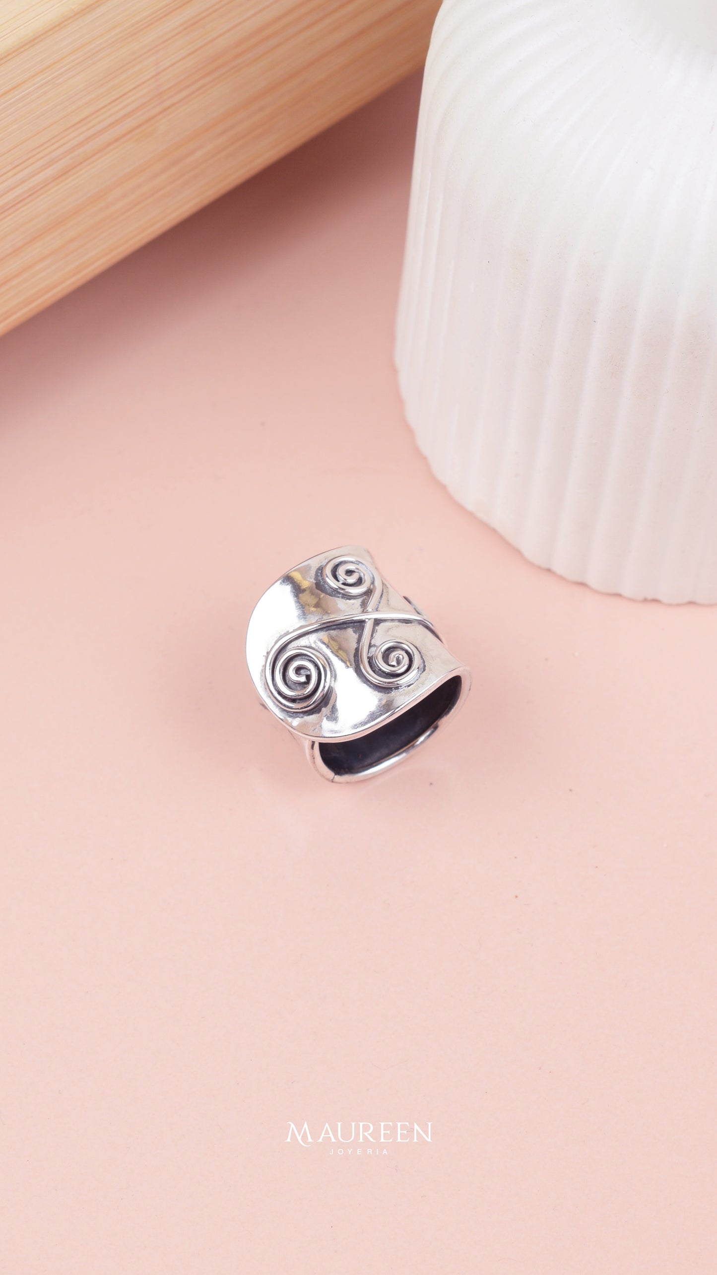 Anillo espirales plata quemada - plata