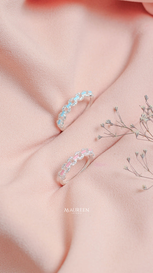 Anillo circones celeste - Plata