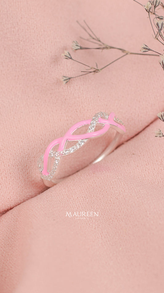 Anillo enredadera esmaltado rosado - Plata