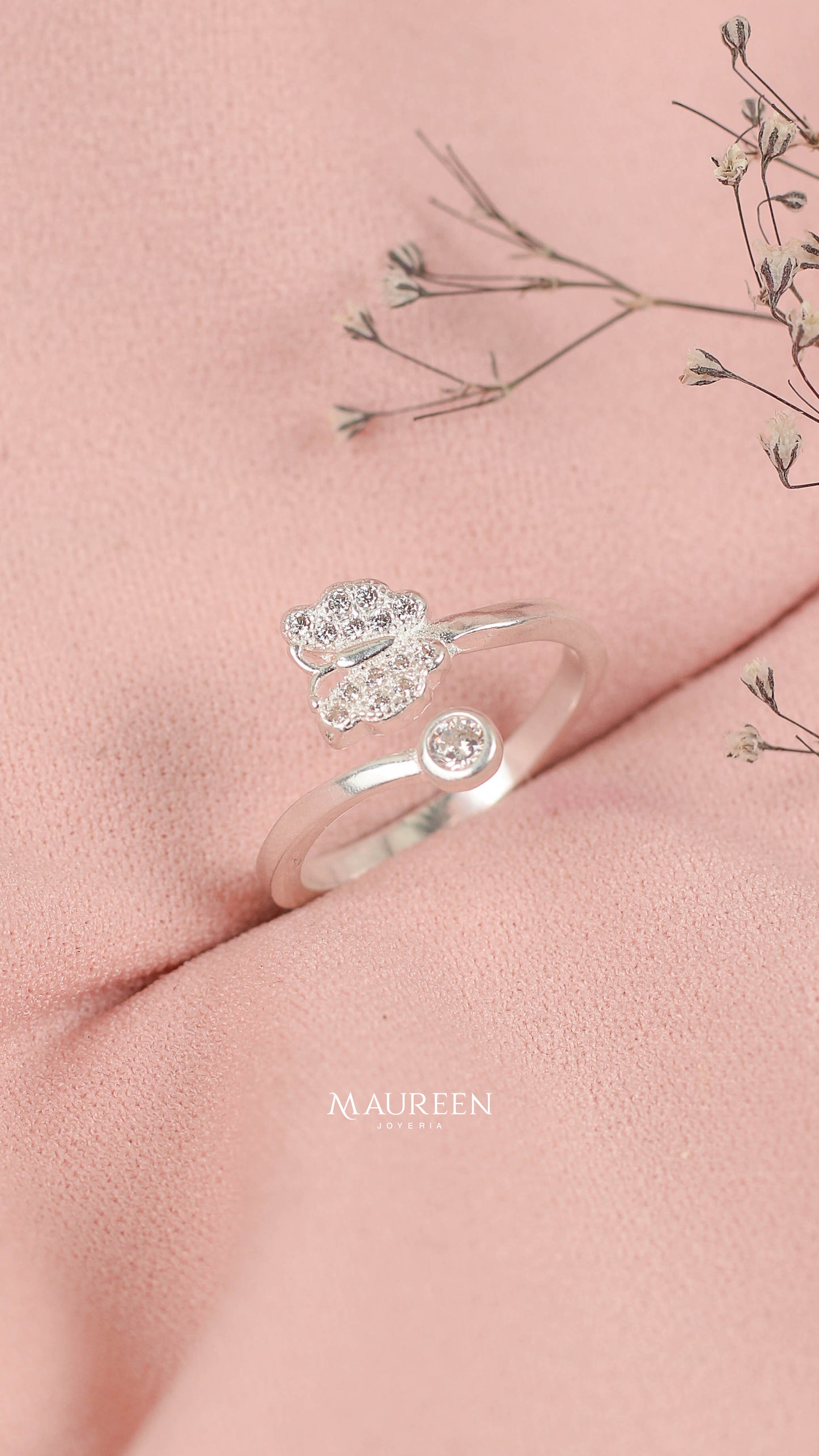 Anillo regulable mariposa - plata