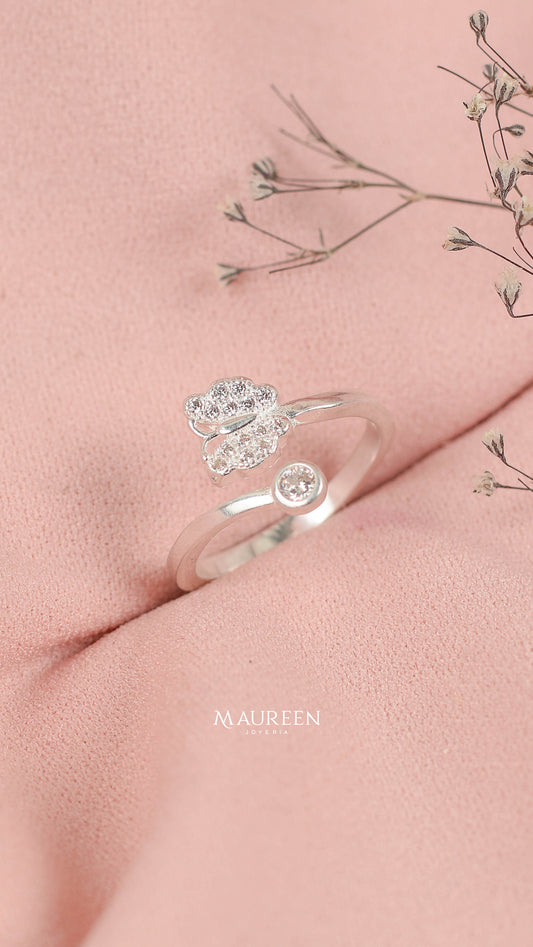 Anillo regulable mariposa - plata