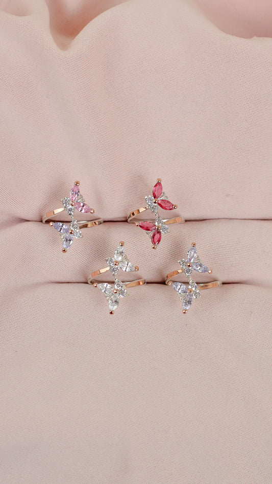 Anillo ajustable mariposas - Plata/Oro