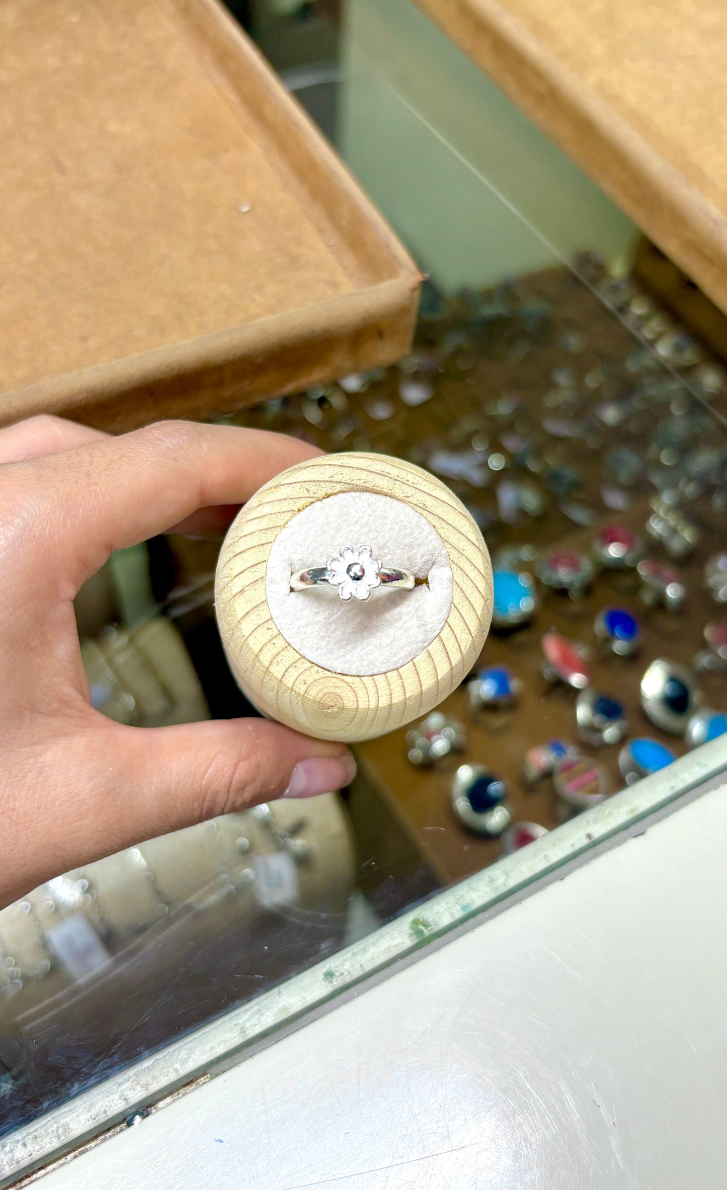 Anillo mini flor - plata