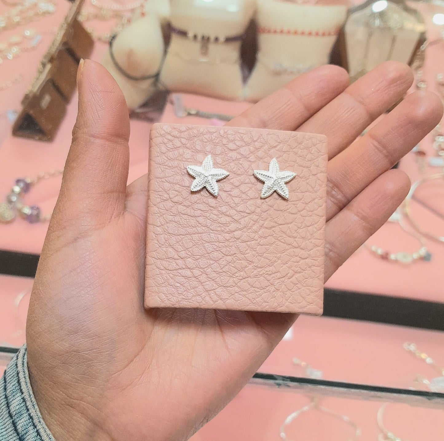 Arete estrella de mar con puntos - Plata