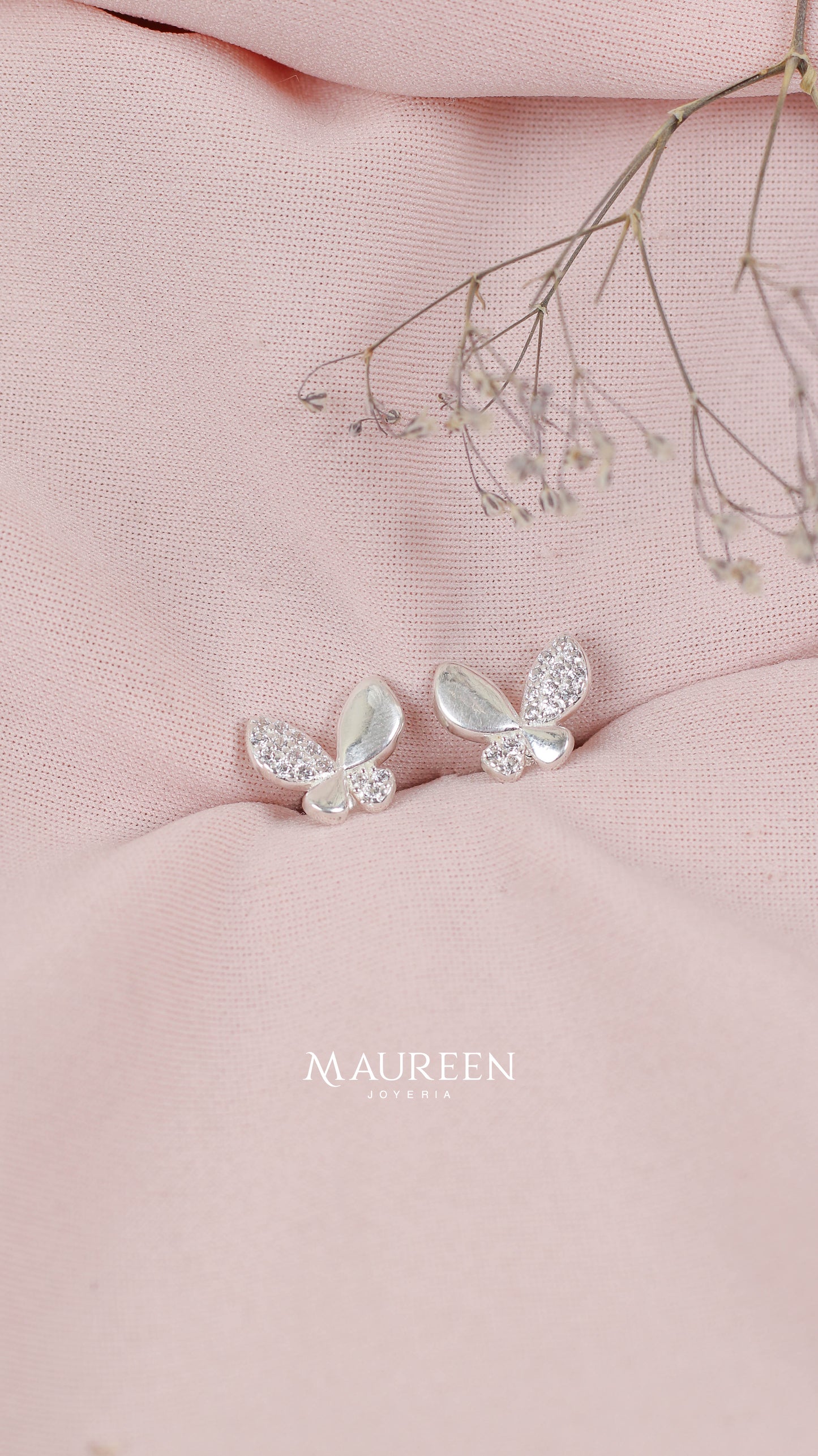 Arete mariposa con circones - Plata