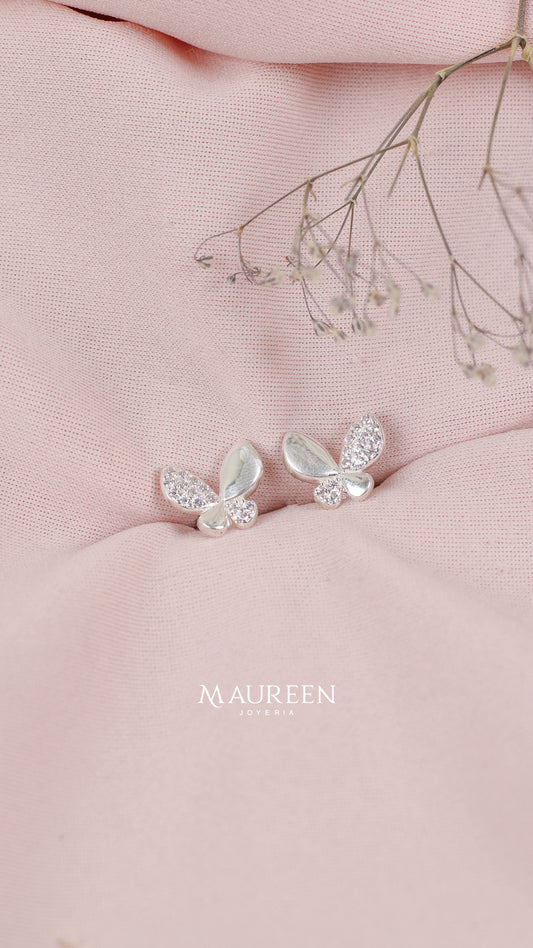 Arete mariposa con circones - Plata