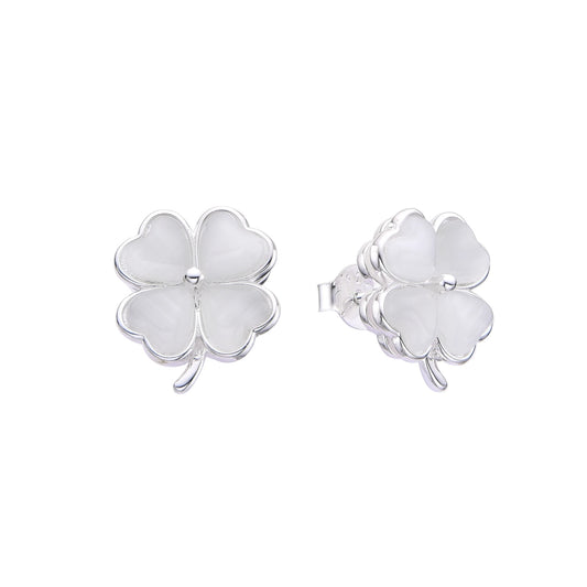 Arete trebol nacar - Plata