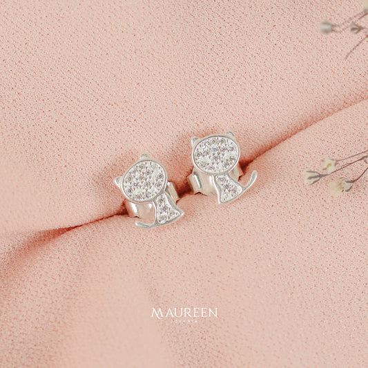 Arete gato circones pegado - Plata