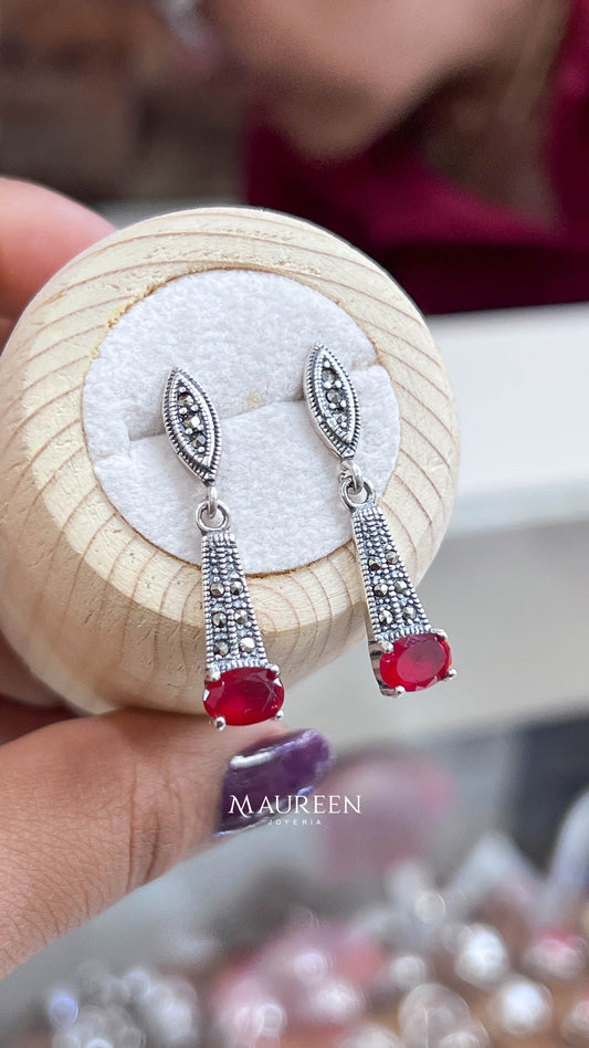 Arete colgante marquesita  - Plata