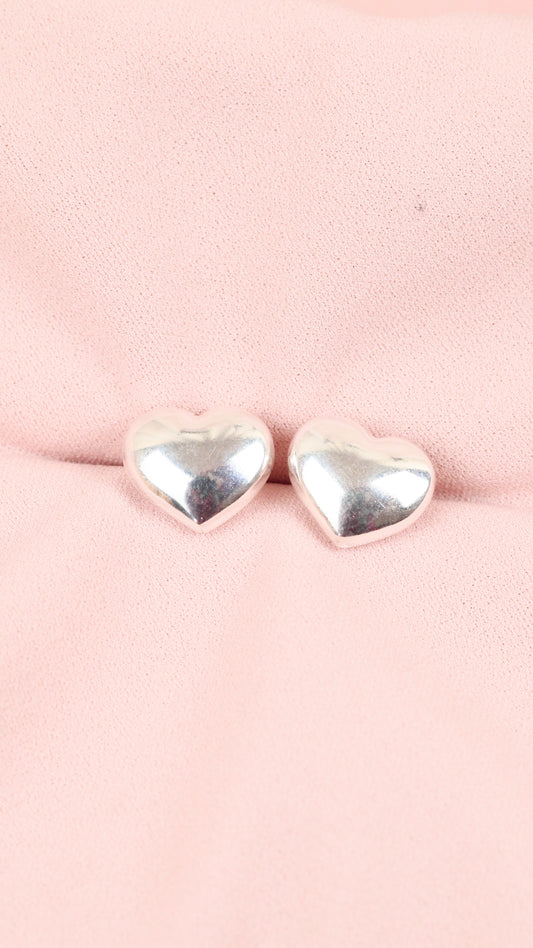 Arete corazon liso pegado - Plata