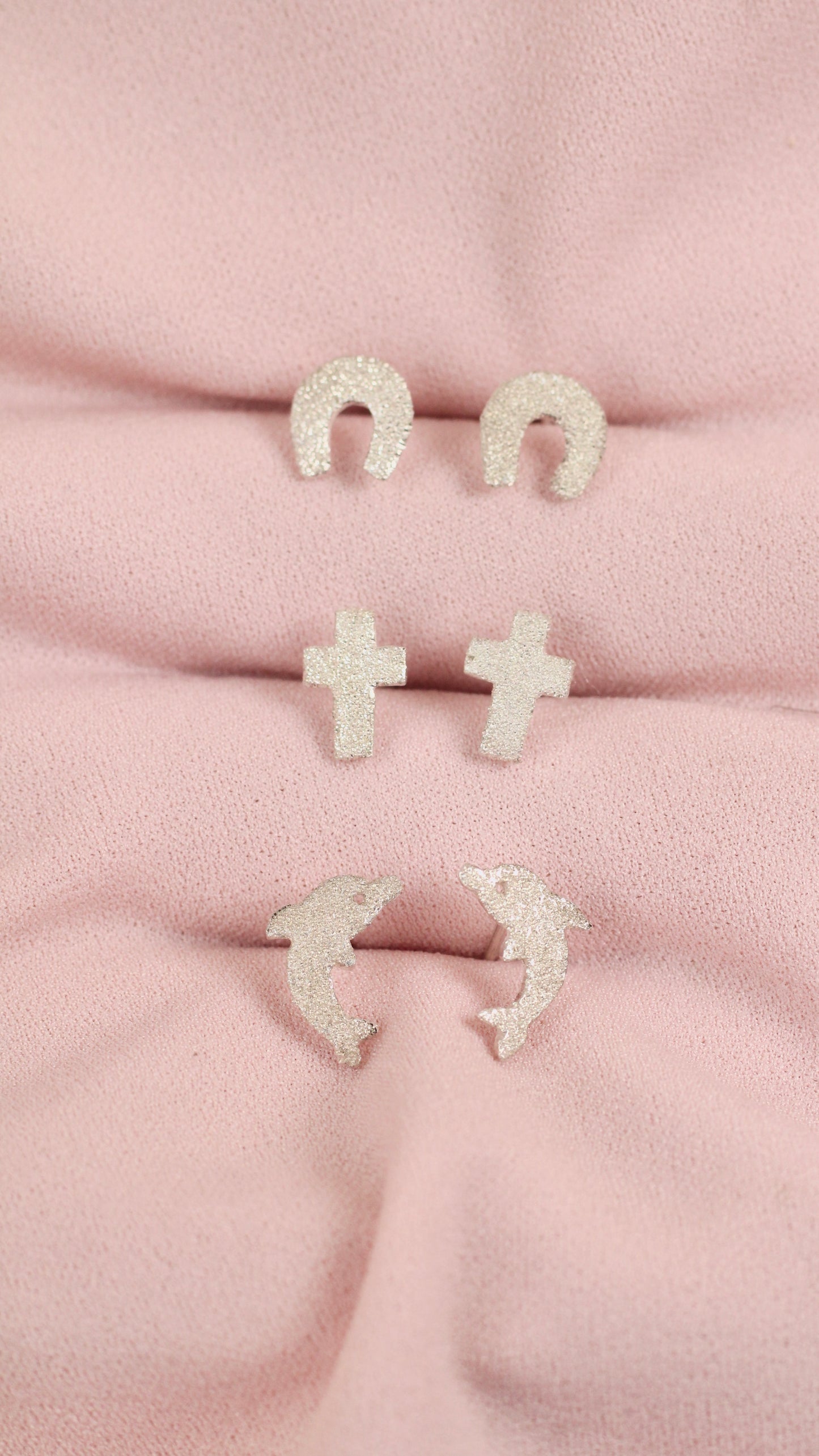 Aretes arenados pegados  - Plata