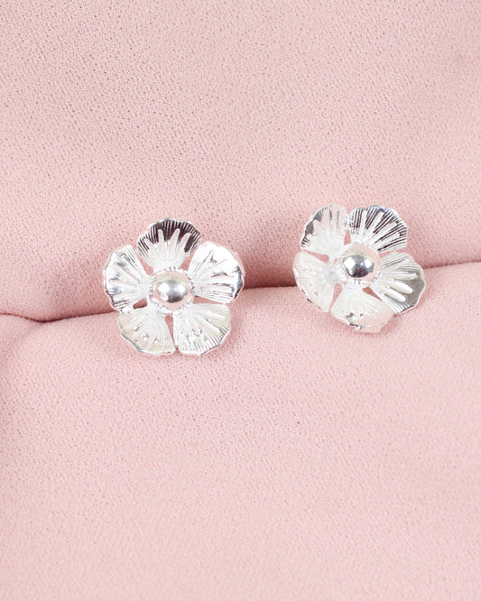 Arete flor 5 petalos - Plata