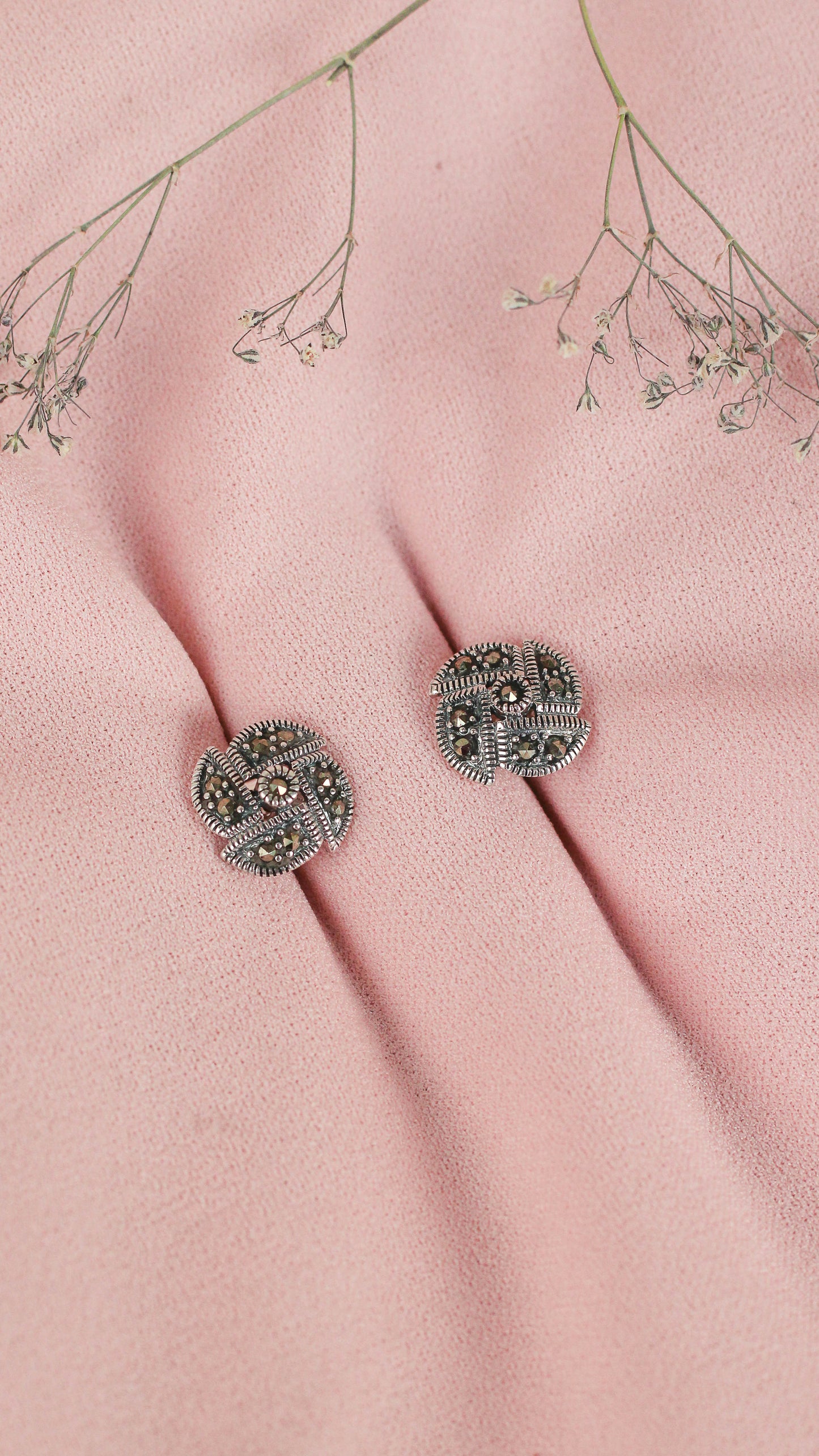 Arete remolino marquesita - Plata