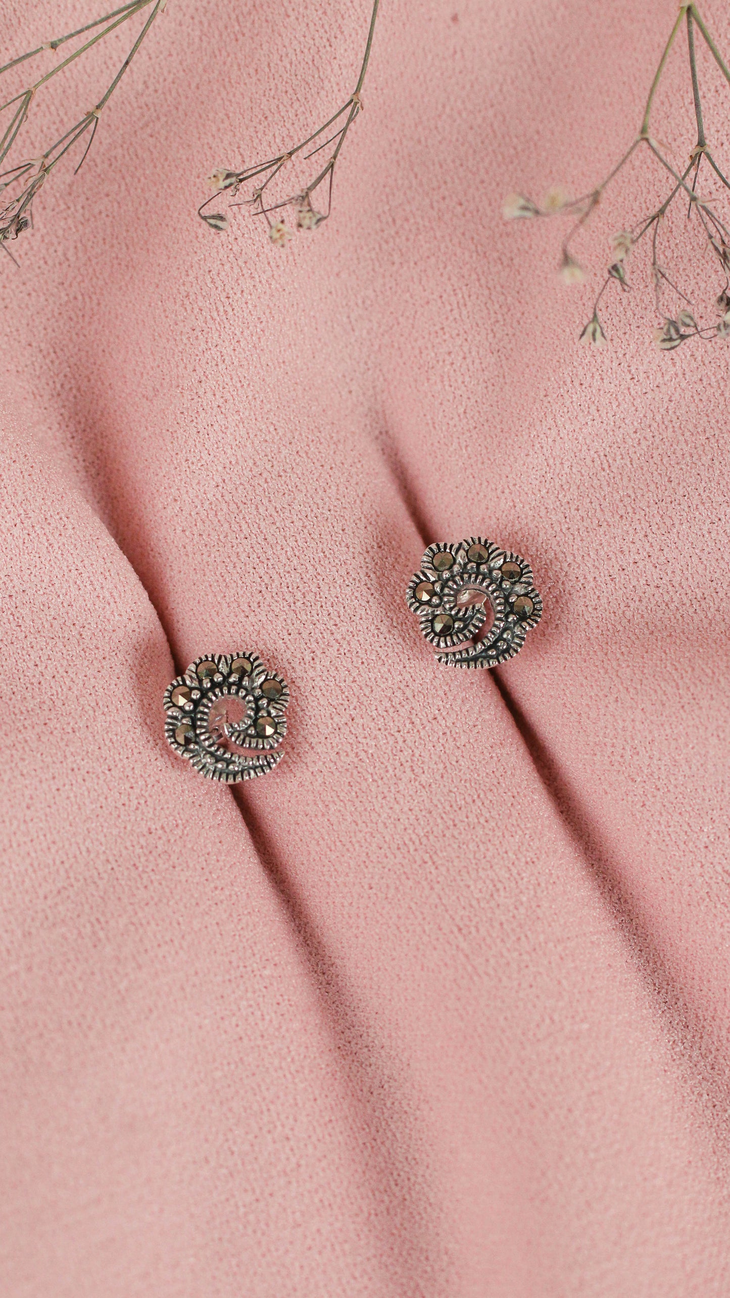 Arete espiral marquesita - Plata