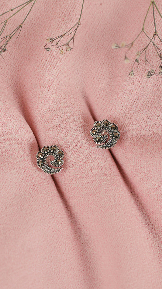 Arete espiral marquesita - Plata