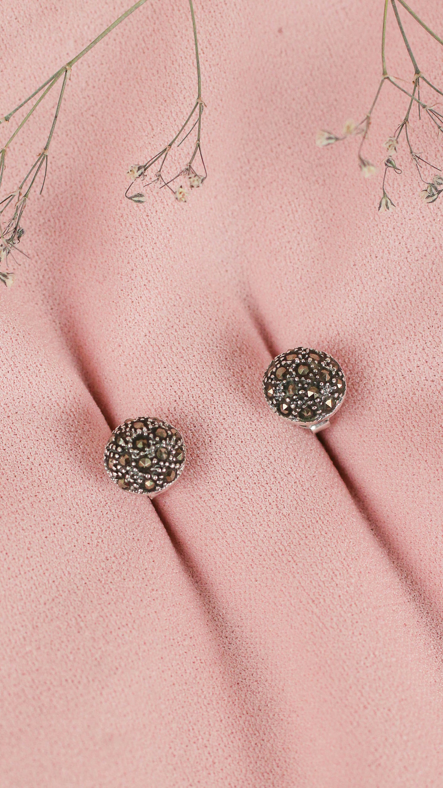 Arete remolino circular pequeño marquesita - Plata