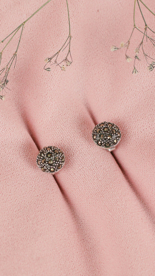 Arete remolino circular pequeño marquesita - Plata