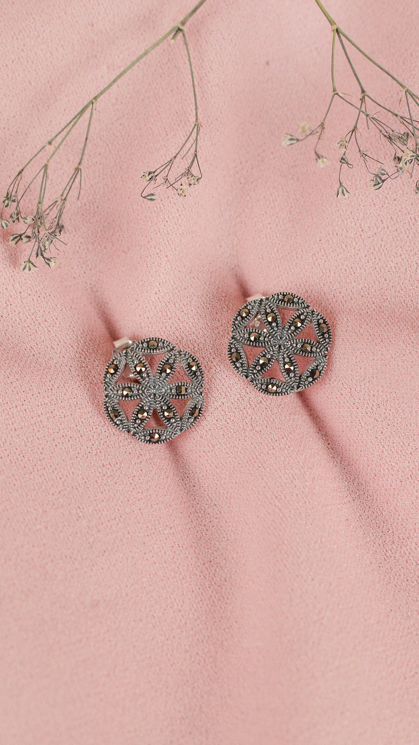 Arete flor marquesita - Plata