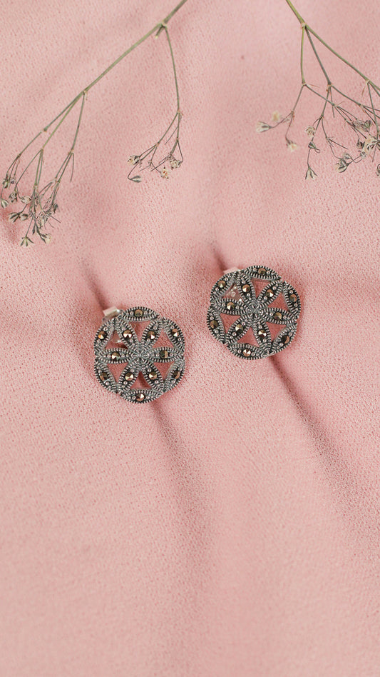 Arete flor marquesita - Plata