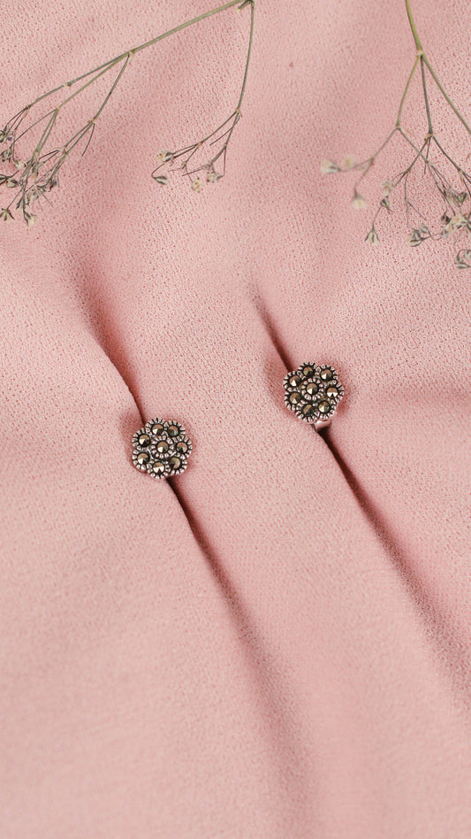 Arete mini flor marquesita - Plata