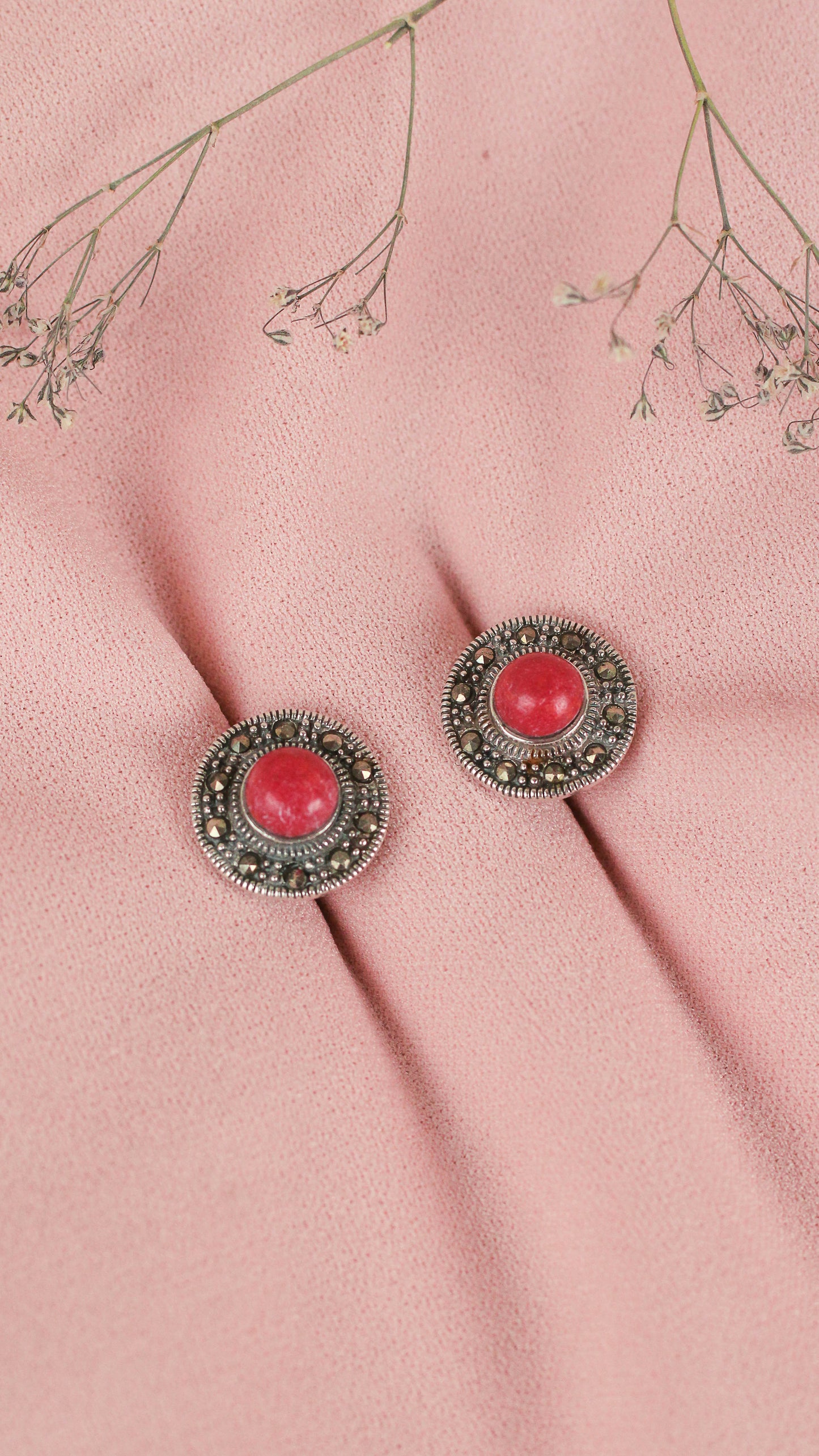 Arete marquesita piedra natural - Plata