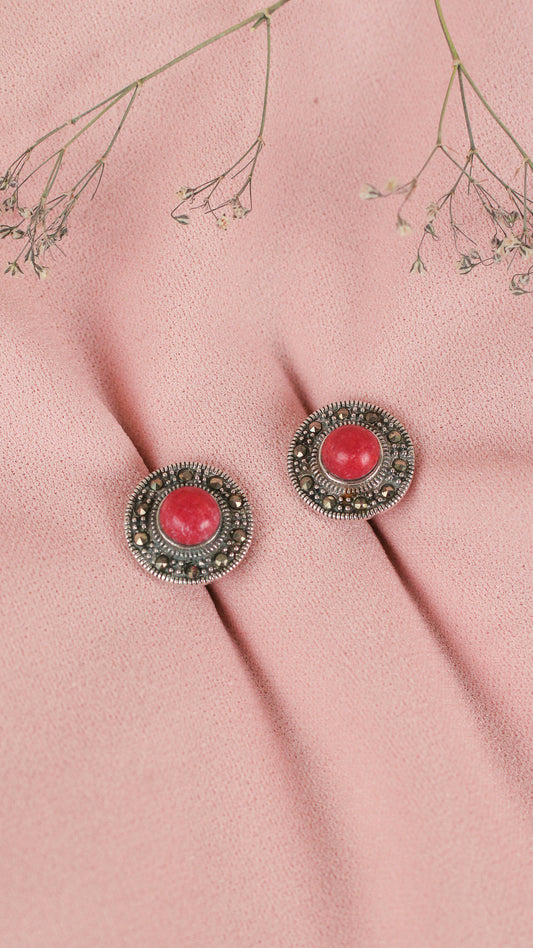 Arete marquesita piedra natural - Plata