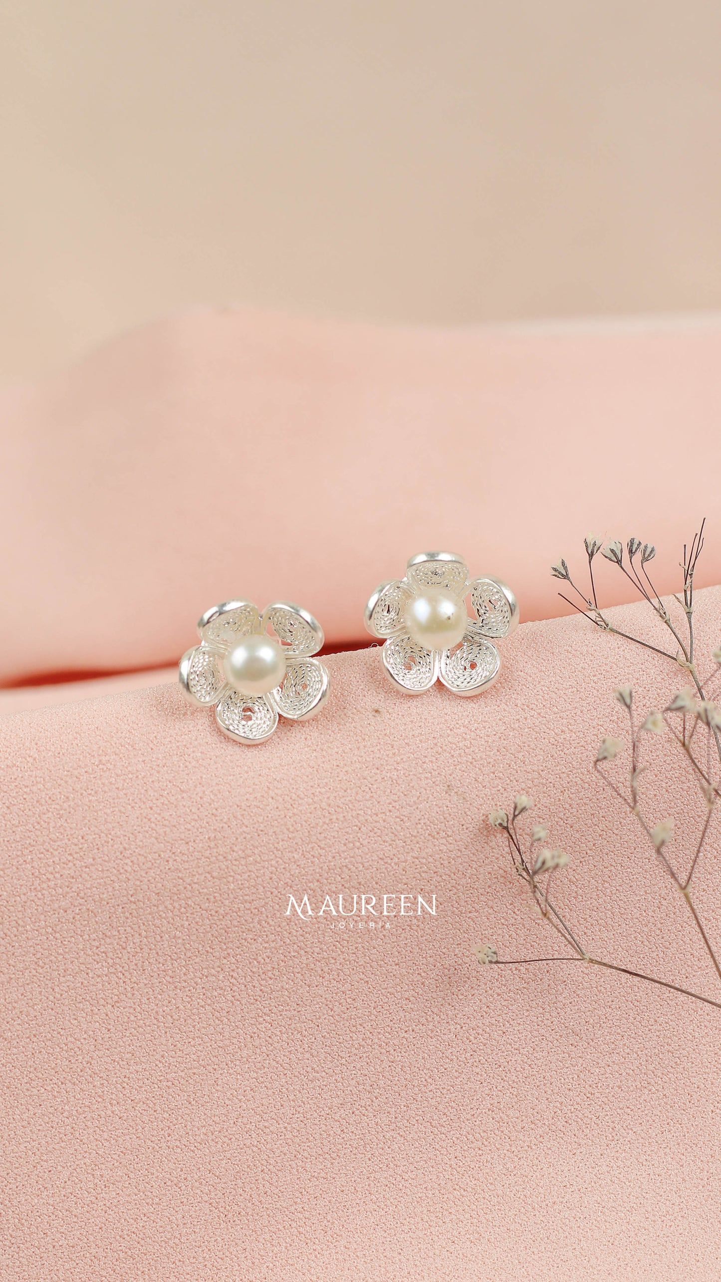 Arete flor filigrana pegado - Plata