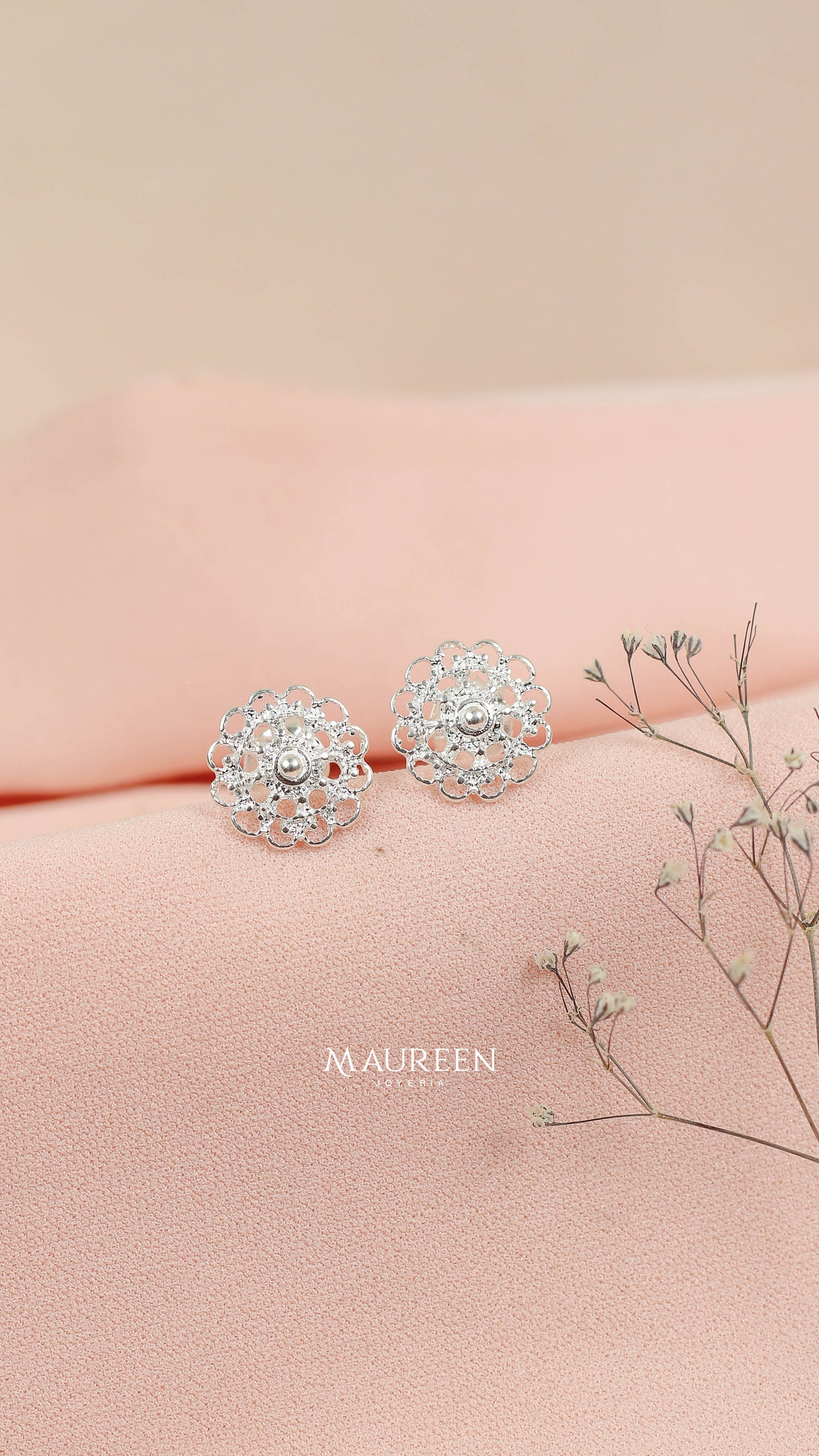 Arete filigrana flor  pegado - Plata