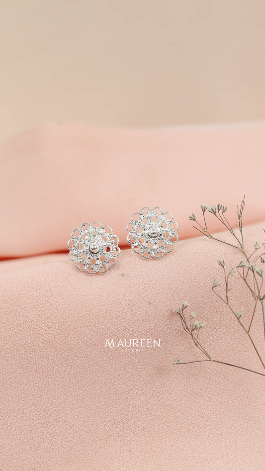 Arete filigrana flor  pegado - Plata